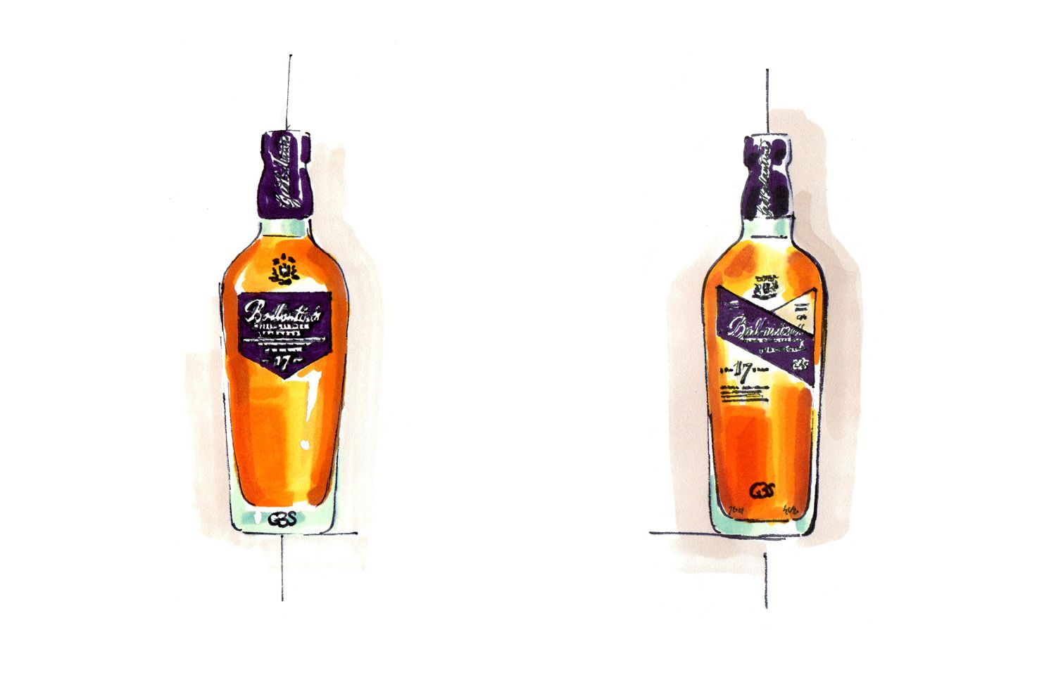 Ballantines - Roughs bouteille - Laurent Muller, Brand Identity