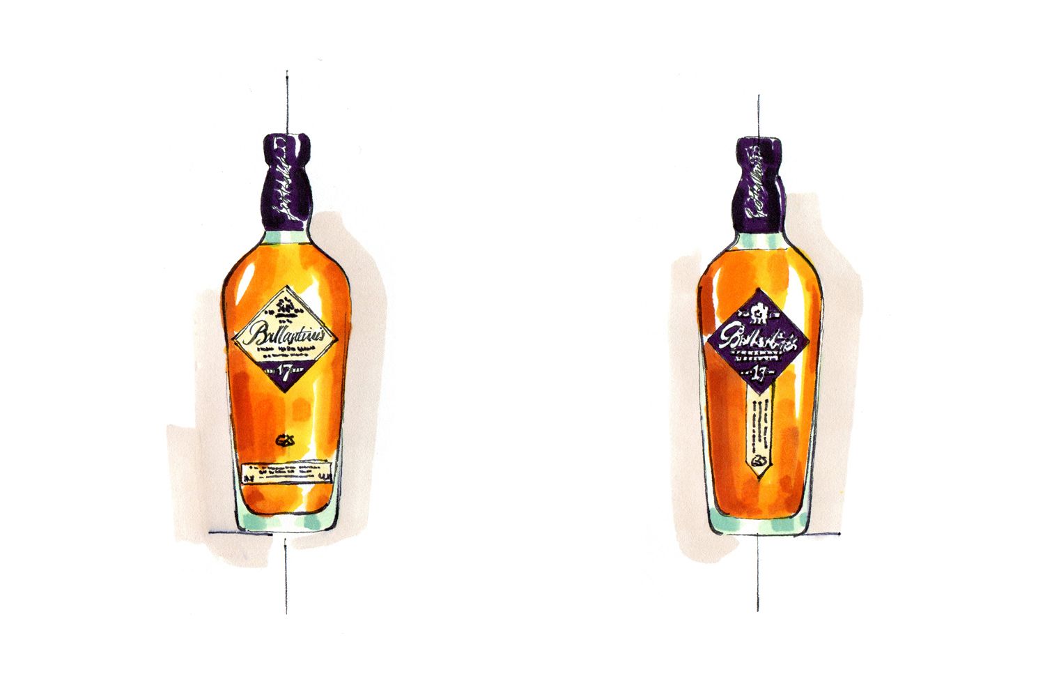 Ballantines - Roughs bouteille - Laurent Muller, Brand Identity