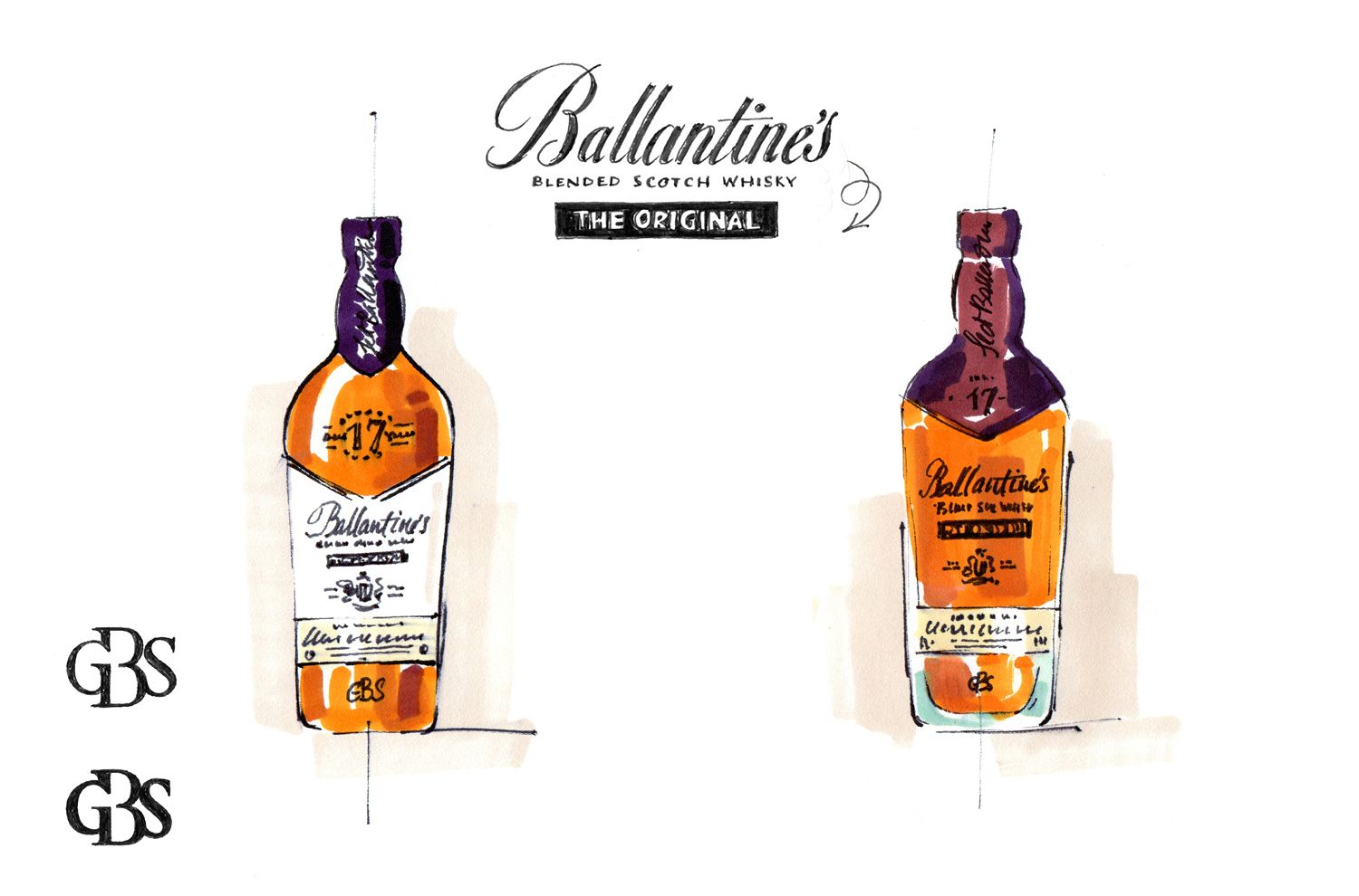Ballantines - Roughs bouteille - Laurent Muller, Brand Identity