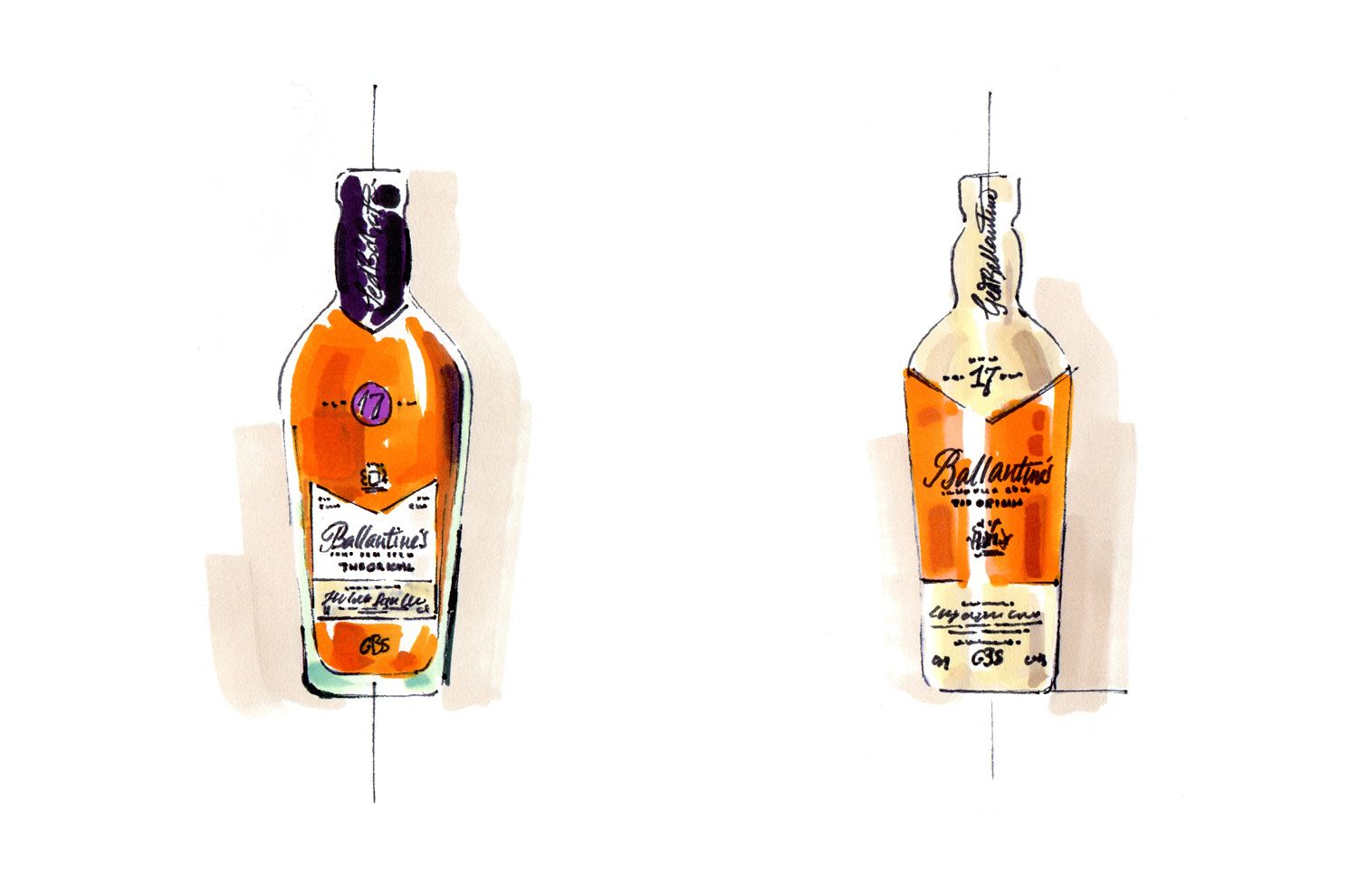 Ballantines - Roughs bouteille - Laurent Muller, Brand Identity