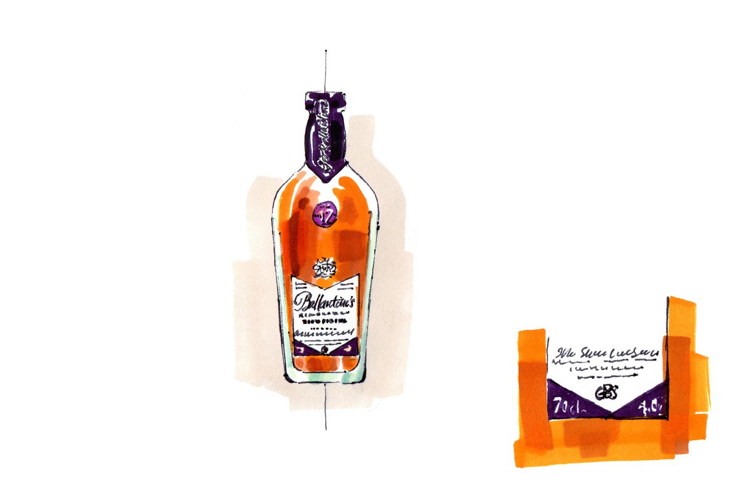 Ballantines - Roughs bouteille - Laurent Muller, Brand Identity