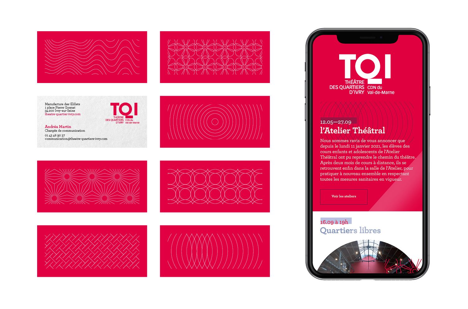 Théâtre des Quartiers d'Ivry TQI - Logotype, territoire, communication, normalisation - Laurent Muller, Brand identity