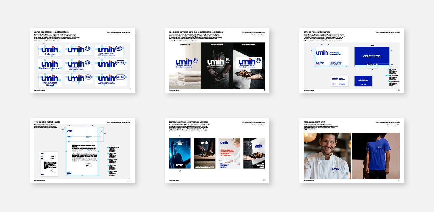 Umih - logotype, architecture de marque et système graphique, normalisation - Laurent Muller, Brand identity